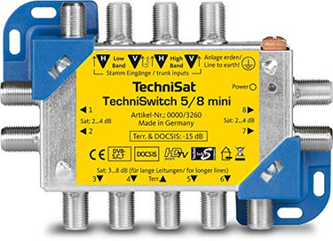 TechniSat TECHNISWITCH 5/8 MINI, Multischalter / Satverteiler für bis zu 8 Teilnehmer, 100m Entfernung überbrückbar, inkl. DOCSIS-Signal-Übertragung im Sale